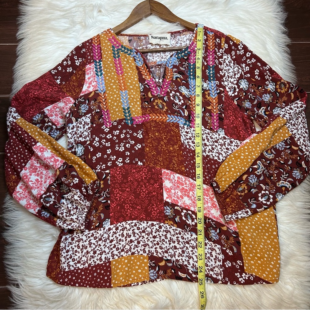 Savanna Jane Patchwork Embroidered Dark Floral To… - image 6